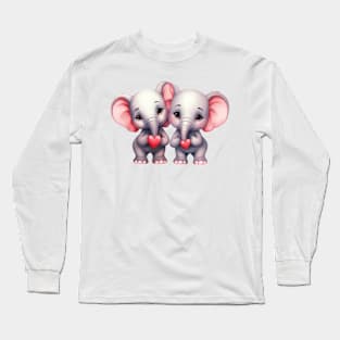 Valentine Elephant Couple Long Sleeve T-Shirt